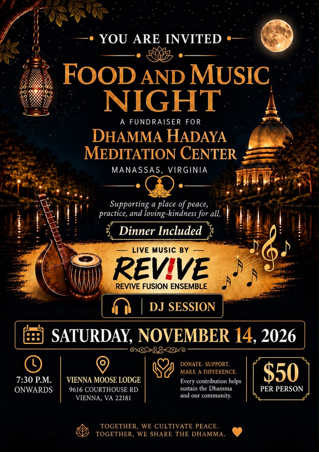 Food and Music Night - A Fundraiser for Dhamma Hadaya Meditation Center